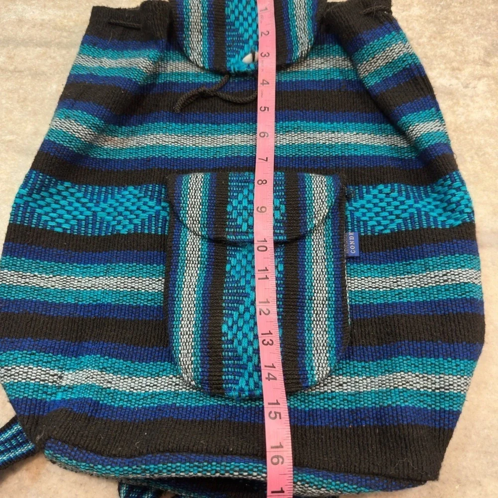 Striped Blue and Black Backpack